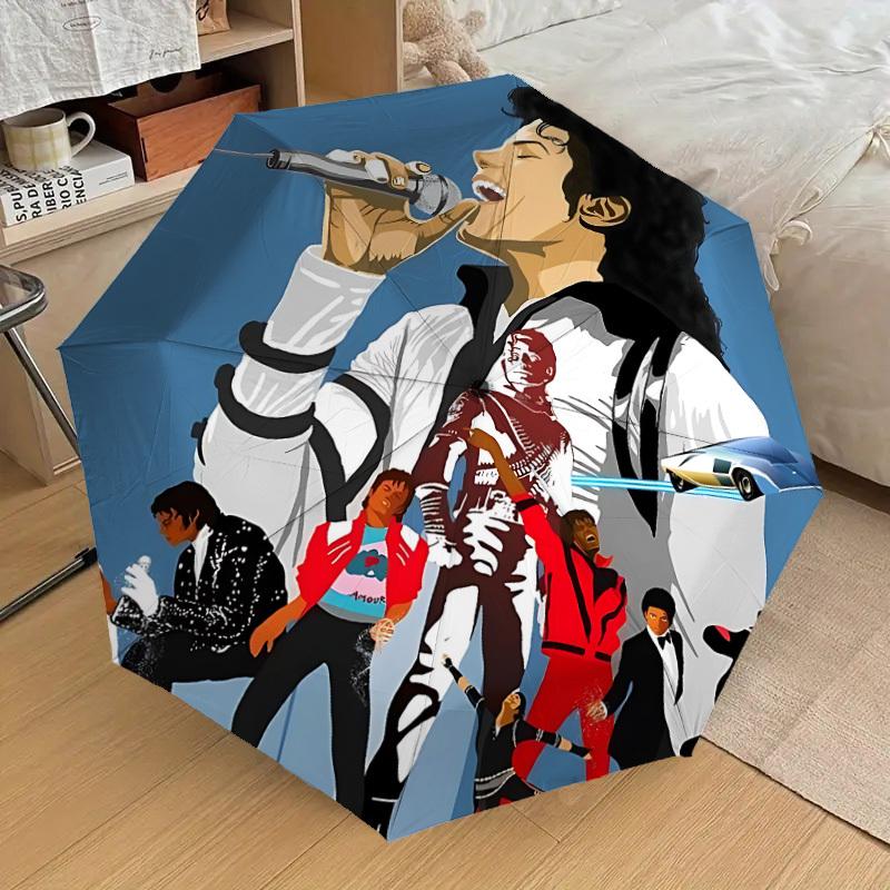

1pc King of Pop Michael Jackson Automatic Folding Umbrella, Portable Collapsible Design, Casual Outdoor Accessory 008