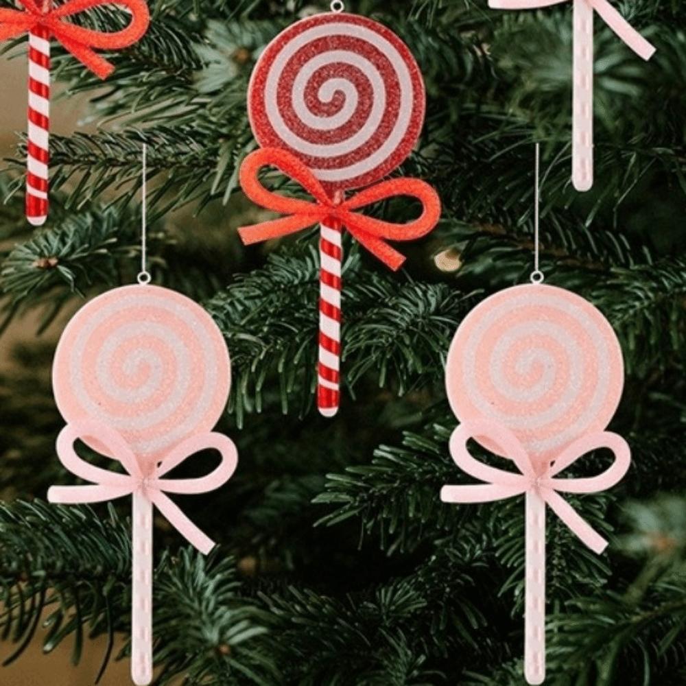 Bow Simulated Lollipop Red Pink Christmas Tree Decoration  Christmas Tree