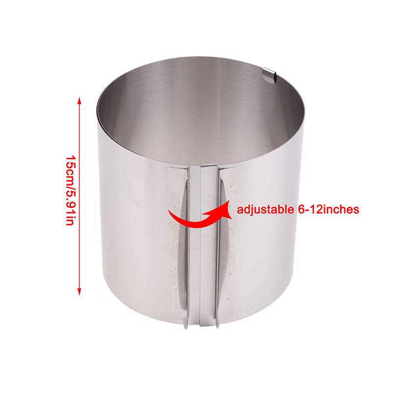 430 Stainless Steel Height 15Cm Retractable Mousse Ring Circle Mold Rustproof Adjustable With Scale Cake Rings For Baking