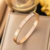 Luxurious Rose Gold Titanium Steel Bracelet with Starry Diamond Inlays & Colorfast Mother of Pearl for Women
