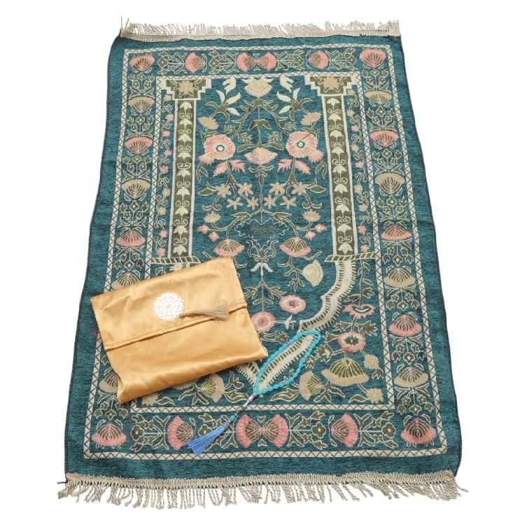 

Beautifully Color Prayer Carpet Praying Rug Mat With Beads and Storage Bag Suitable For Women And Men Bayram Gift