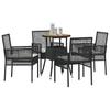 Garden Dining Set 5 pcs Black Poly Rattan