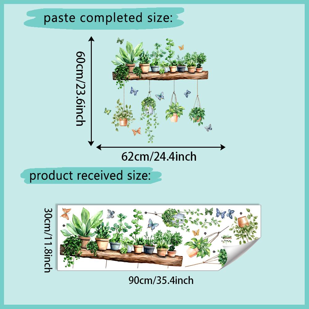 

3D Potted Green Plant Shelf Wall Decals Green Botanical Tropical Succulent Wall Stickers for Living Room Kitchen Home Decor