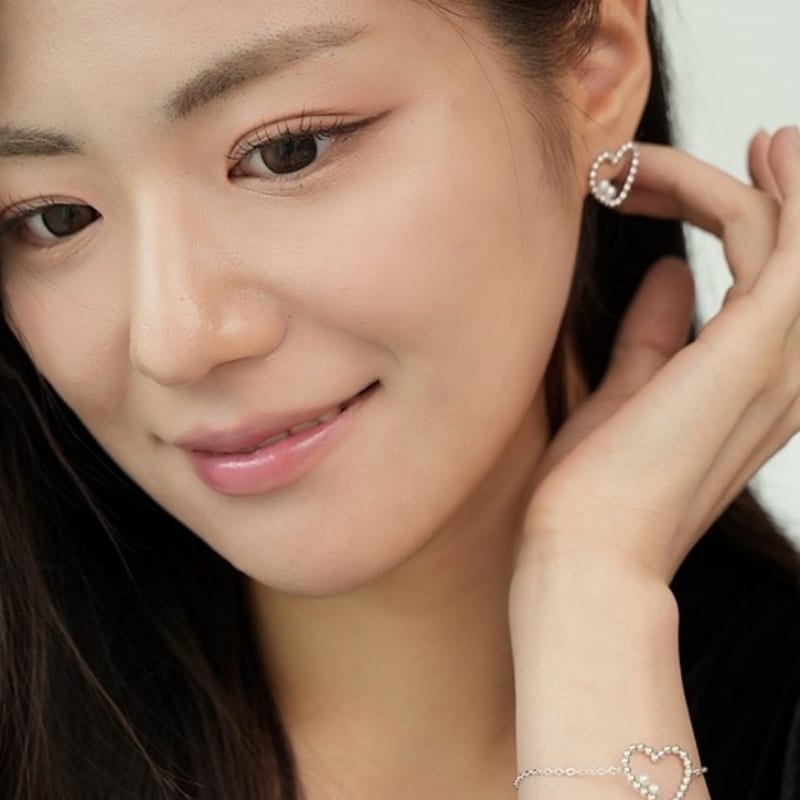 BELLOOGGI Heart ball chain pearl bracelet