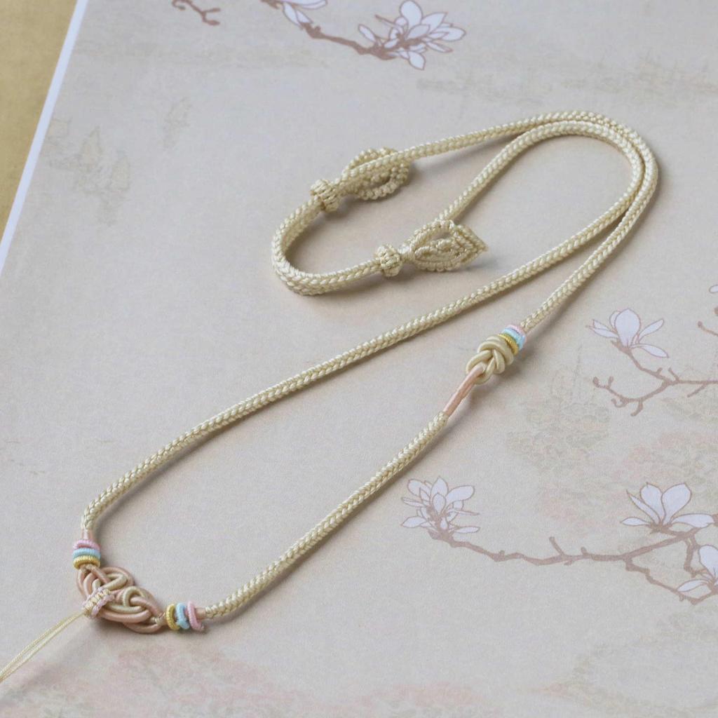 Gold Eight-Strand Braided Necklace with Jadeite Jade Pendant