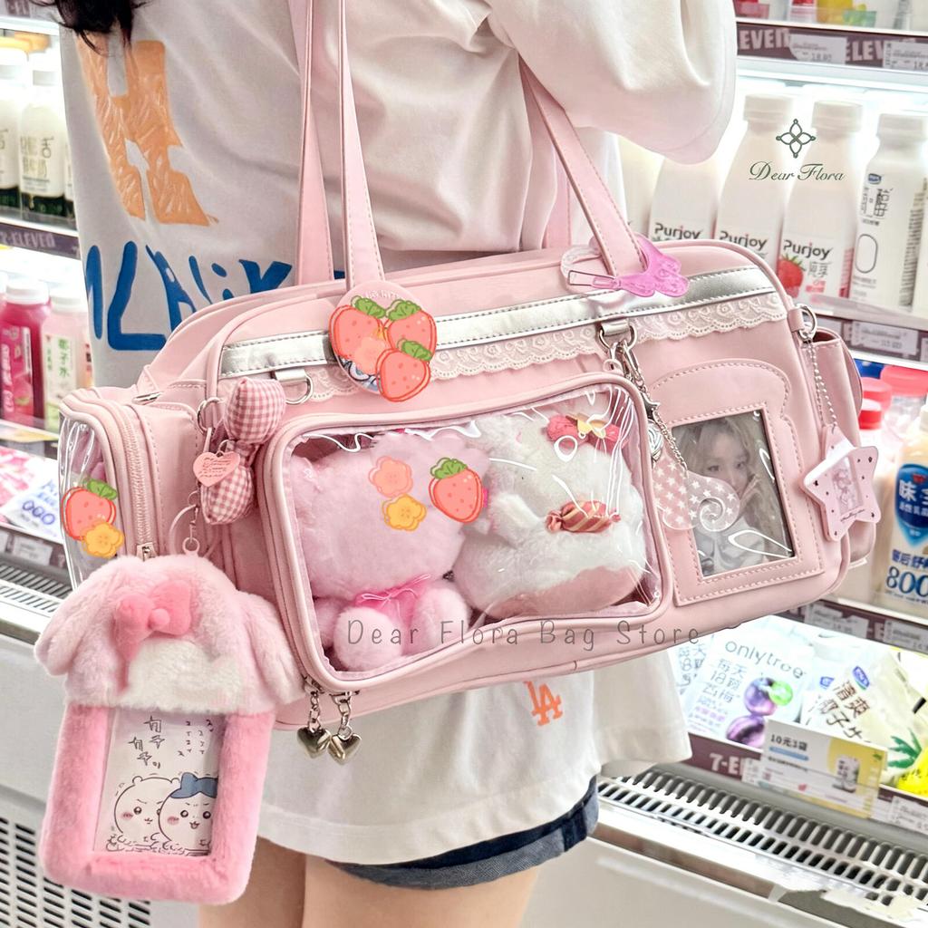 Y2K Nouveau Sac Ita pour Concert Grand Sac à Bandoulière Capacité JK Sac à Dos Transparent Fille Mignonne Sac Bandoulière pour Affichage de Badges DIY d'Exposition