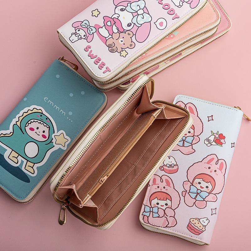 Long Wallet Female Student Cartoon New Large Capacity Mobile Phone Wallet Zipper Card Bag Clutch Bag Storage Bag