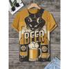 Men's Funny Animal Cat Printed T Shirt Short Sleeved Tee Tops 3D Print O-Neck Shirts Party Summer Casual Men's Clothing Apparel