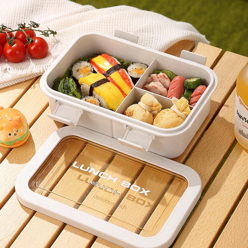 Wheat Straw Lunch Box With Soup Bowl For Office Workers And Students Packaged Food Storage