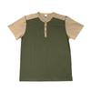 Men Casual Loose Color Block Short Sleeve Henley T Shirt