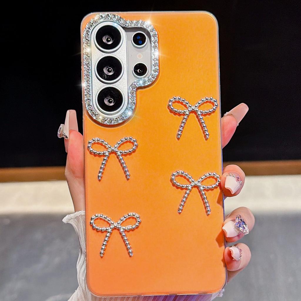 Applicable To Samsung S26ultra Korean IMD Mobile Phone Case Electroplated Bow S26FE Star Diamond A27 Anti-drop Protection