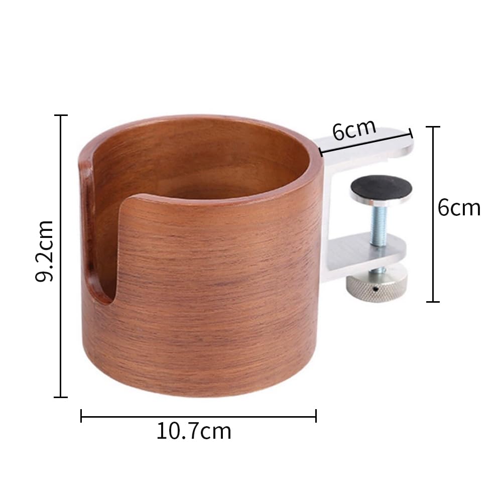 Wooden Cup Easy for Tabletop No Drilling for Mug Drinks Space-Saving Holder, Installation, Desks, Drinks, Required, Multifunctional, (Walnut Color)