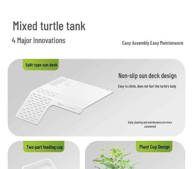 Turtle & Fish Breeding Tank Set with Basking Platform, Dry-Wet Separation, and Side Filter Eco Glass Tank