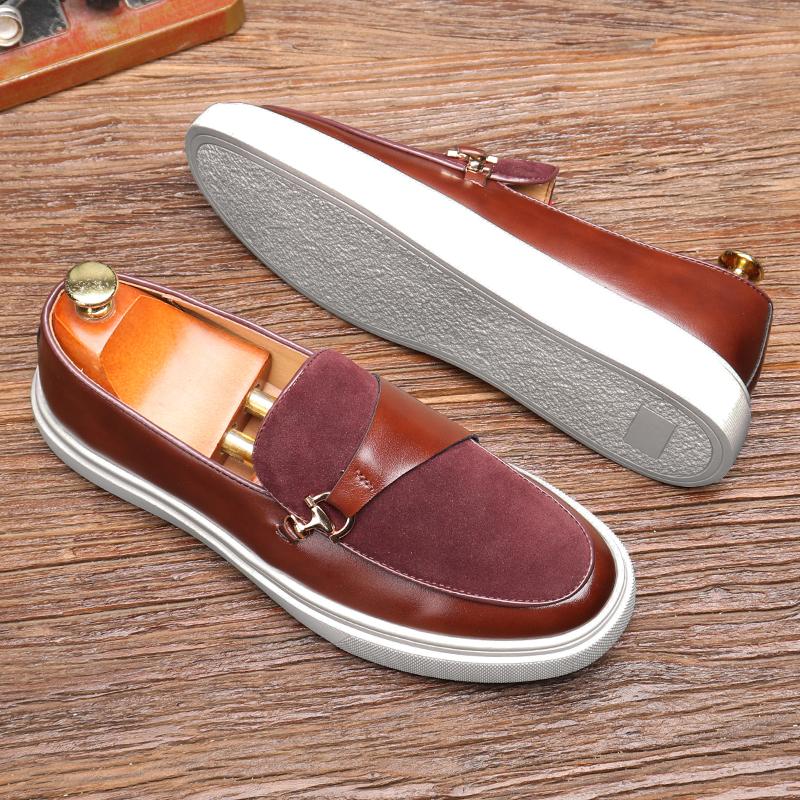 Fashion Fashion Men's Casual Slip-on Leather Shoes Men Classic Buckle Loafers Moccasins Mens Outdoor Board Shoe Driving Flats