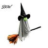Indoor Haunted House Ceiling Decor Halloween Ghost Witch Broom Hanging Ornament, Spooky Hat Theme Room Layout Pendants for Outdoor Party Decoration