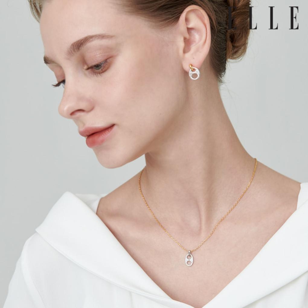 Urbane 14K Runde Zirkonia-Ohrringe (Goldener Pin) ELGPEE382