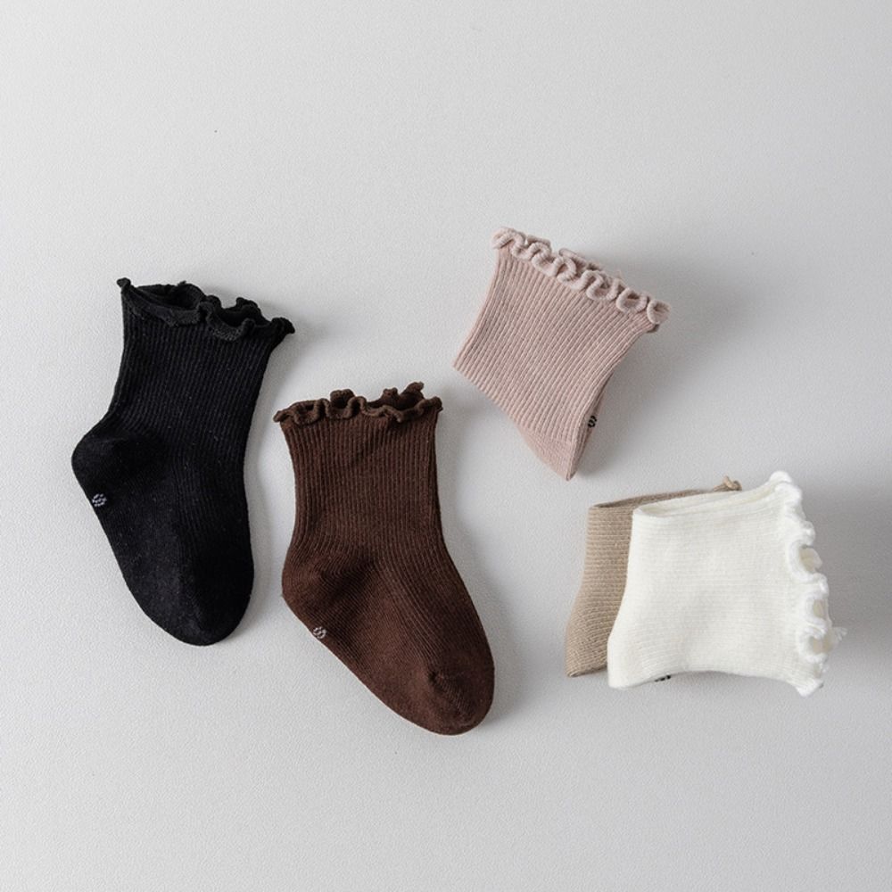5Pairs Ruffle Baby Cotton Socks Breathable Newborn Socks Soft Toddle Short Tube Socks  Newborn