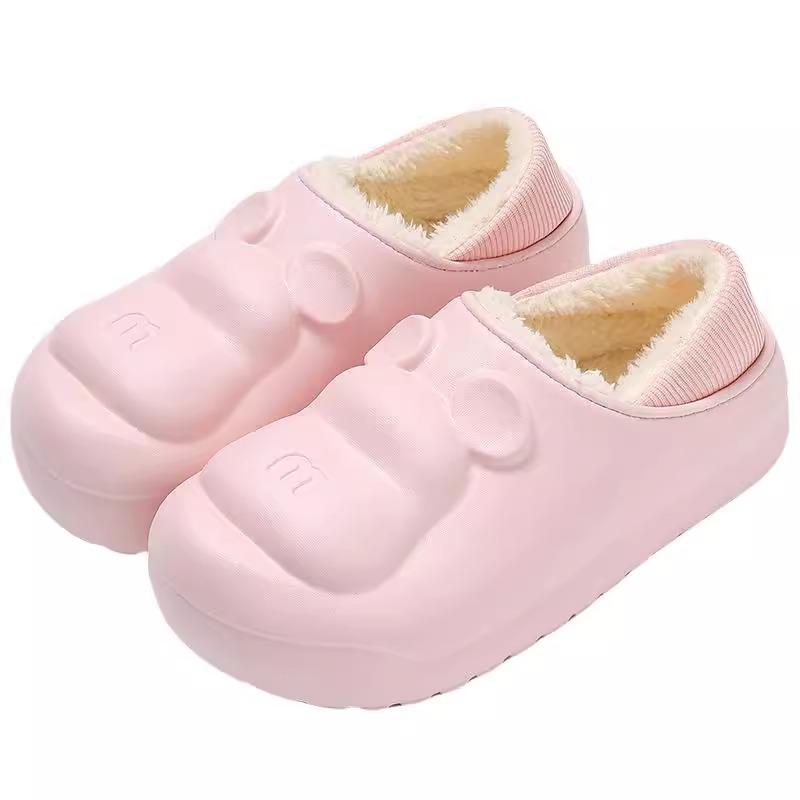 Waterproof cotton slippers women's winter indoor warm thick bottom velvet thick bottom soft bottom soft surface men's cotton slippers
