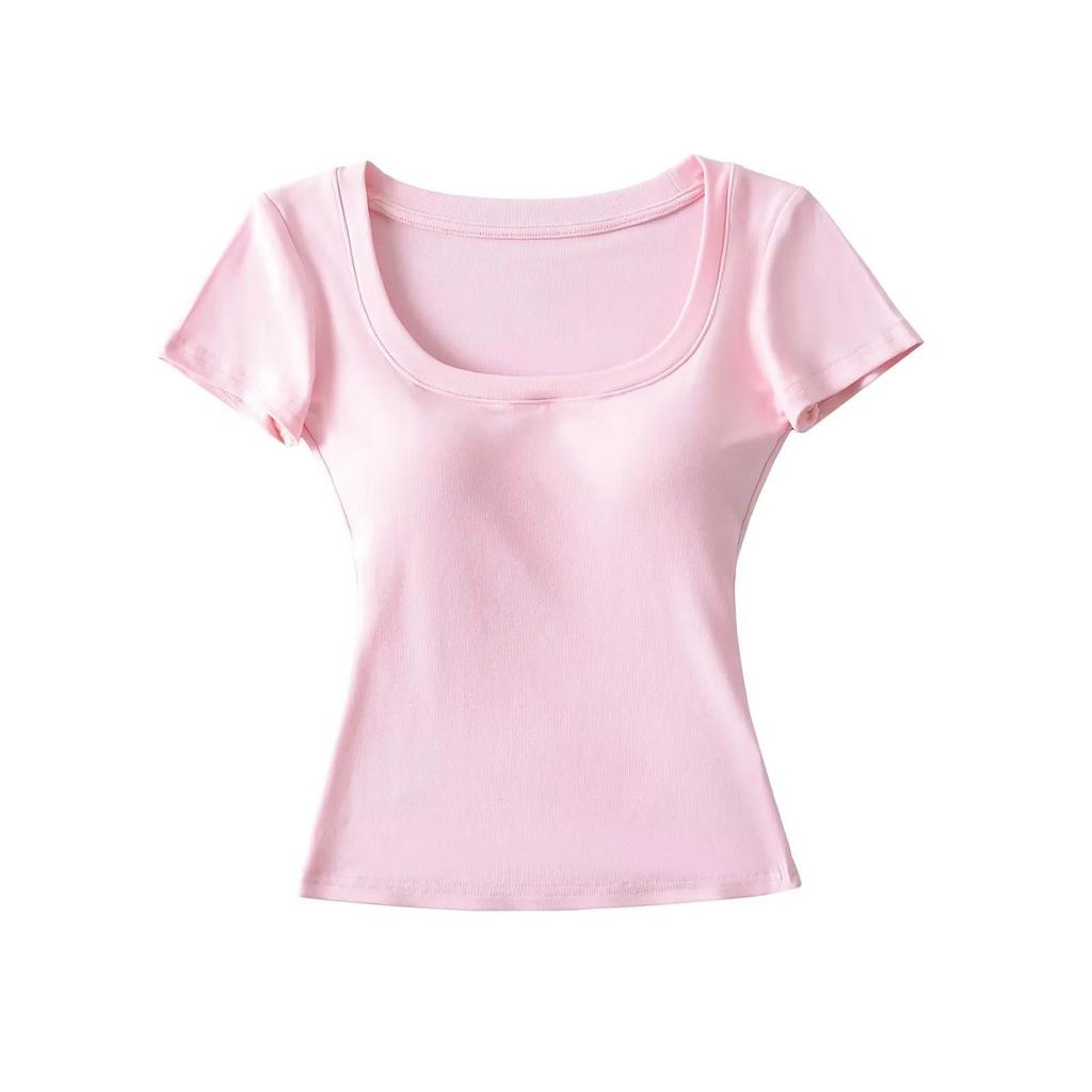 Women's Cartoon Chest Pad T-Shirt: Enhances Bust, Straight Shoulders, Short Sleeve Summer Vest