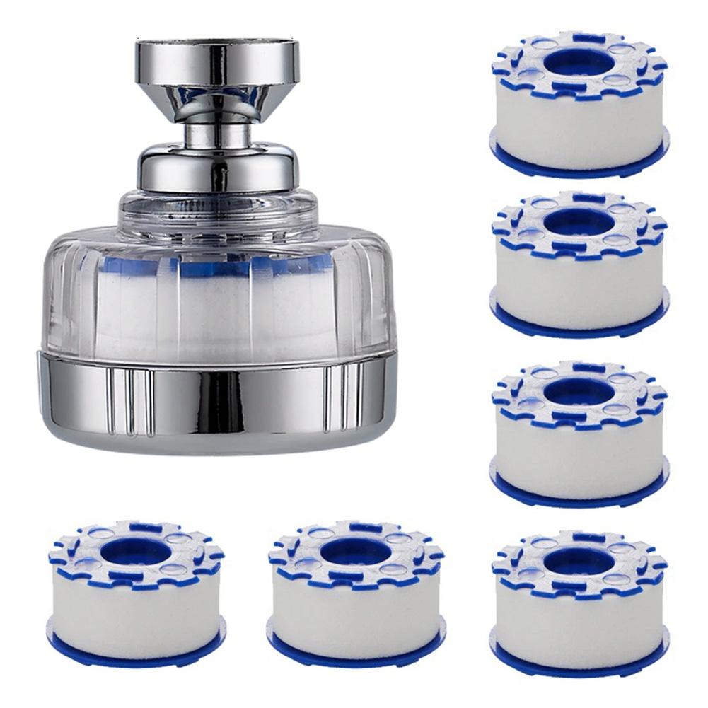 Фильтр для водопроводной воды 360° Вращающаяся насадка-распылитель Фильтр для воды Фильтр на кран С 6-ю хлопковыми фильтрами PP Фильтр для душевой головки Очиститель воды