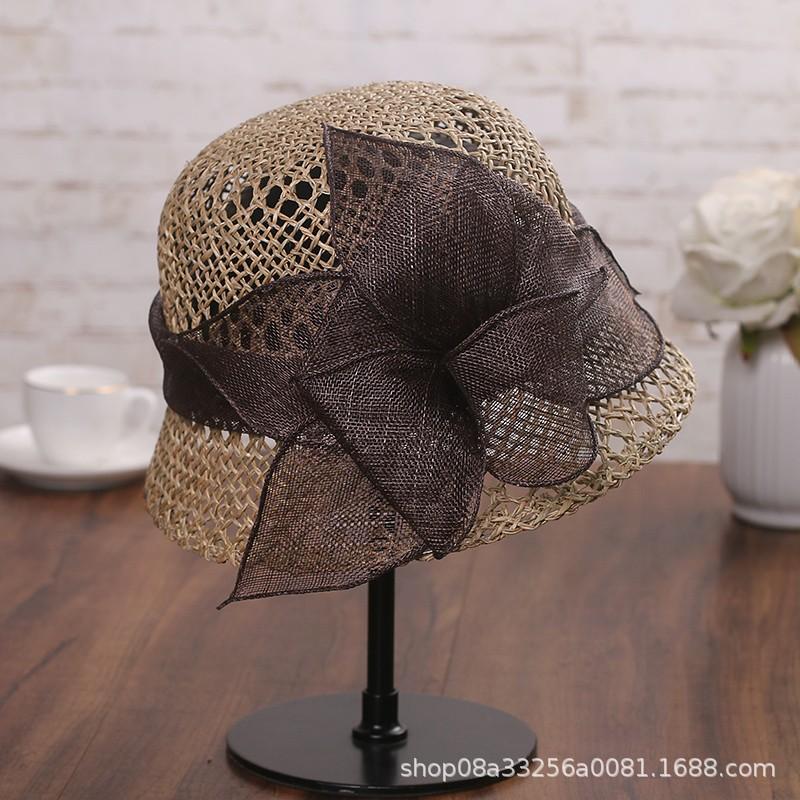 New Summer Vintage Elegant Straw Hat for Women - Lace Flower Decor, Hollow Breathable Sun Bucket Hat