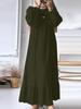 2024 Women's Retro Puff Sleeve Ruffle Dress with Pockets - Spring/Autumn Collection