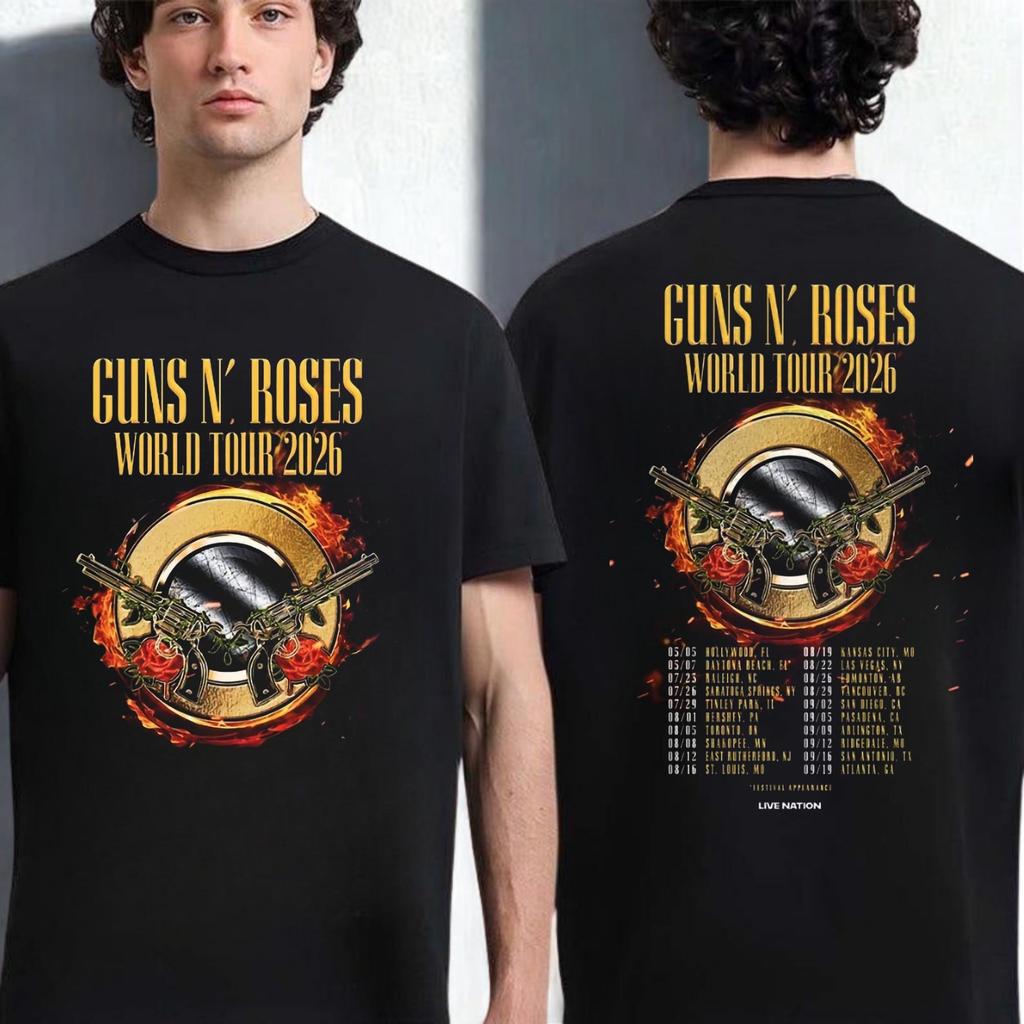 2026 Guns N Roses World Tour Rock Concert Exclusive TShirt Vintage Style Band Fan Gift Unisex Y2k