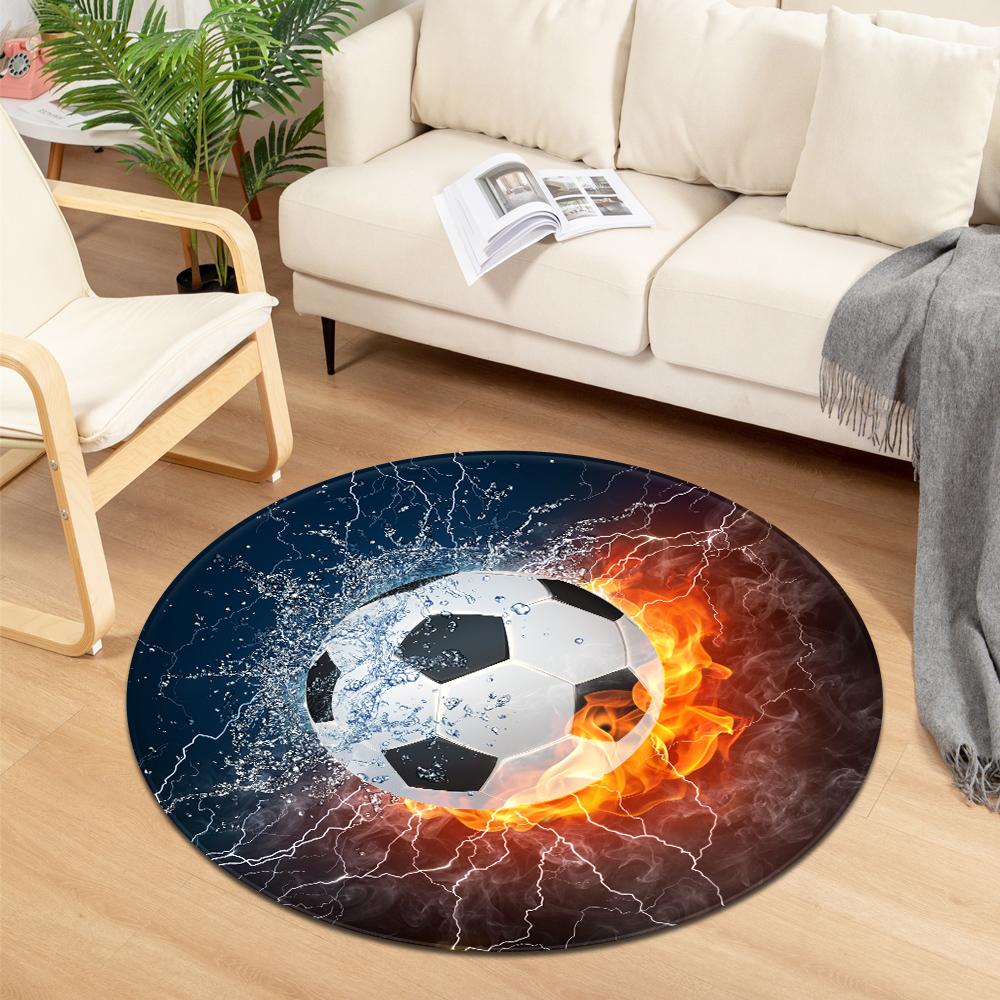 

Современный круглый ковер с футбольным принтом для дома, гостиной, ванной, спальни, украшения пола, противоскользящий ковер 100CM