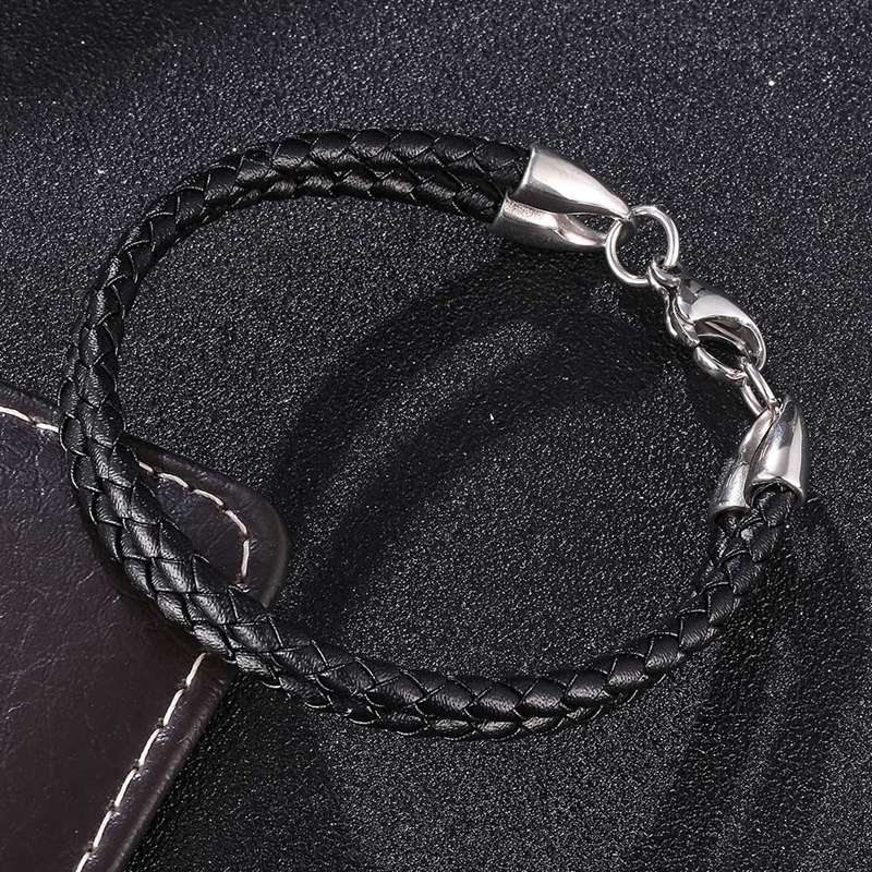 Double Leather Wrap Braided Wristband Cuff Punk Men Women Hot Surfer Bracelet Bangle Couples Jewelry BB1089