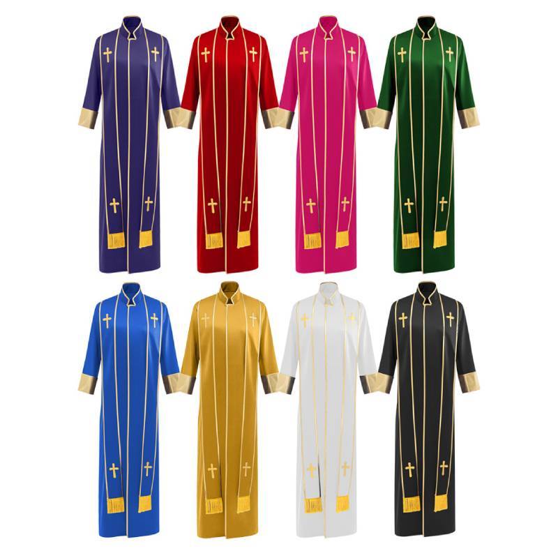 Mittelalterliches Priesterkostüm Set Mit Kreuzstickerei Für Halloween Cosplay Und Bühnenauftritte