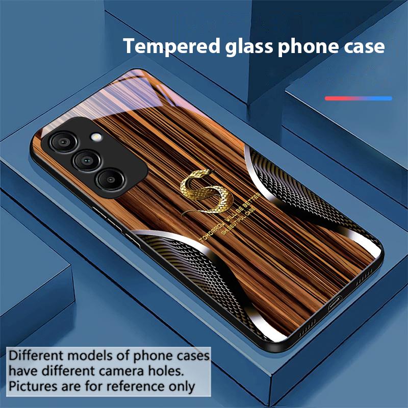 

Wood Grain Snake For Samsung Galaxy A15 5G 54 4G 51 50 24 35 90 71 12 51 53 52S 80 22 34 Black Tempered Glass Phone Case For Samsung A34 5G