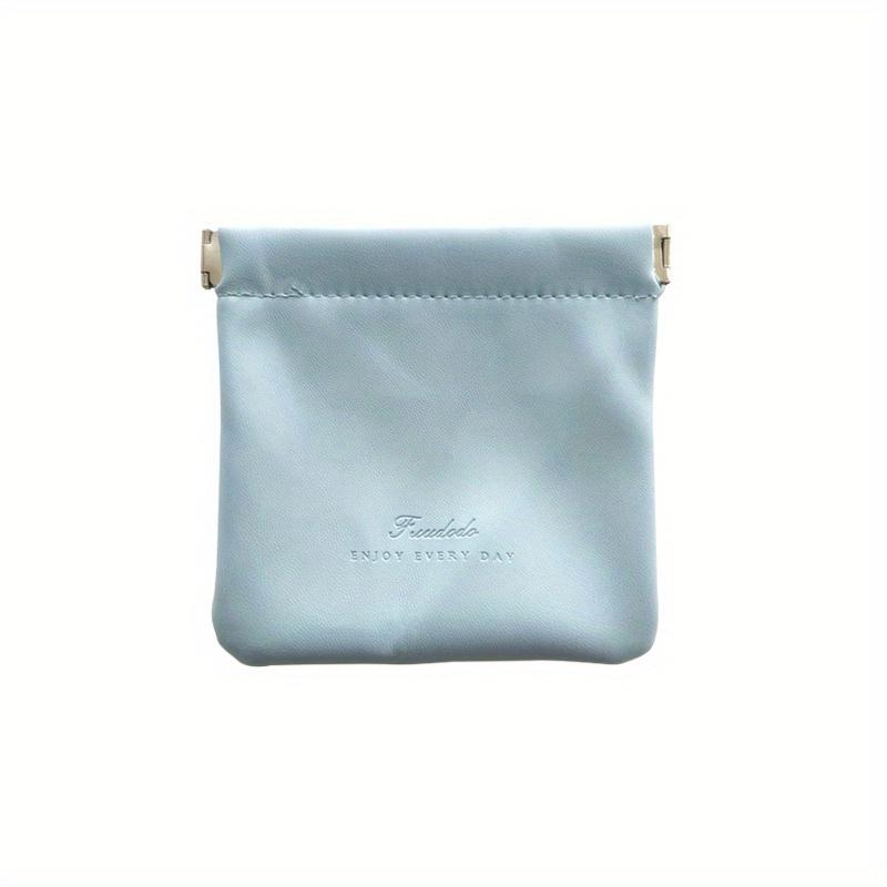 Makeup Bag for Women, Portable Lipstick Storage Bag, Mini Faux Leather Coin Squeeze Wallet, Solid Color Cash Bag