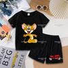 Tom and Jerry T-shirt Shorts Set Cute Cartoon Printed Casual Wear Fashion Summer Boys Girls Clothes Birthday Gift Tops Sportwear
