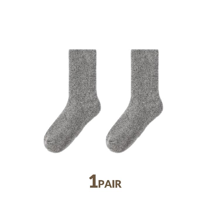 1pair Thick and Warm Cashmere Socks Pleated Vertical Strips Socks Autumn Solid Color Winter Warm Socks for Women