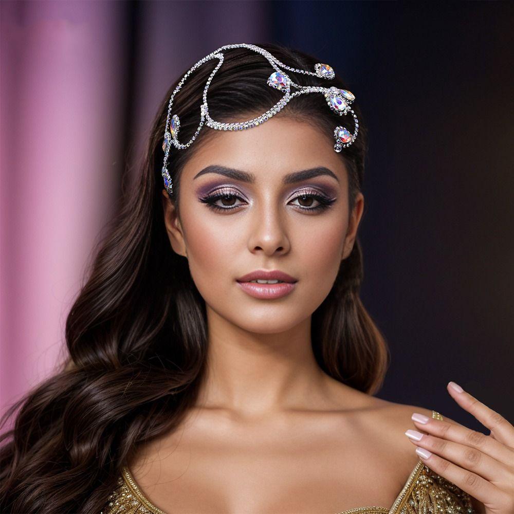 Exquisite Rhinestone Wedding Headband Luxury Colorful Wedding Headpiece Party Outfits