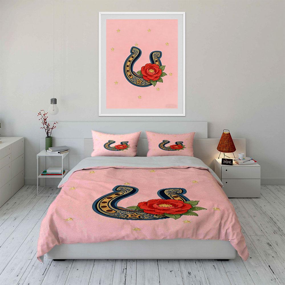 Horseshoes, Red Roses, Stars. Bedding Sets Duvet Cover Sets Duvet Covers Pillowcases(1 * Duvet Cover 2 * Pillowcases, Without Duvet Insert)