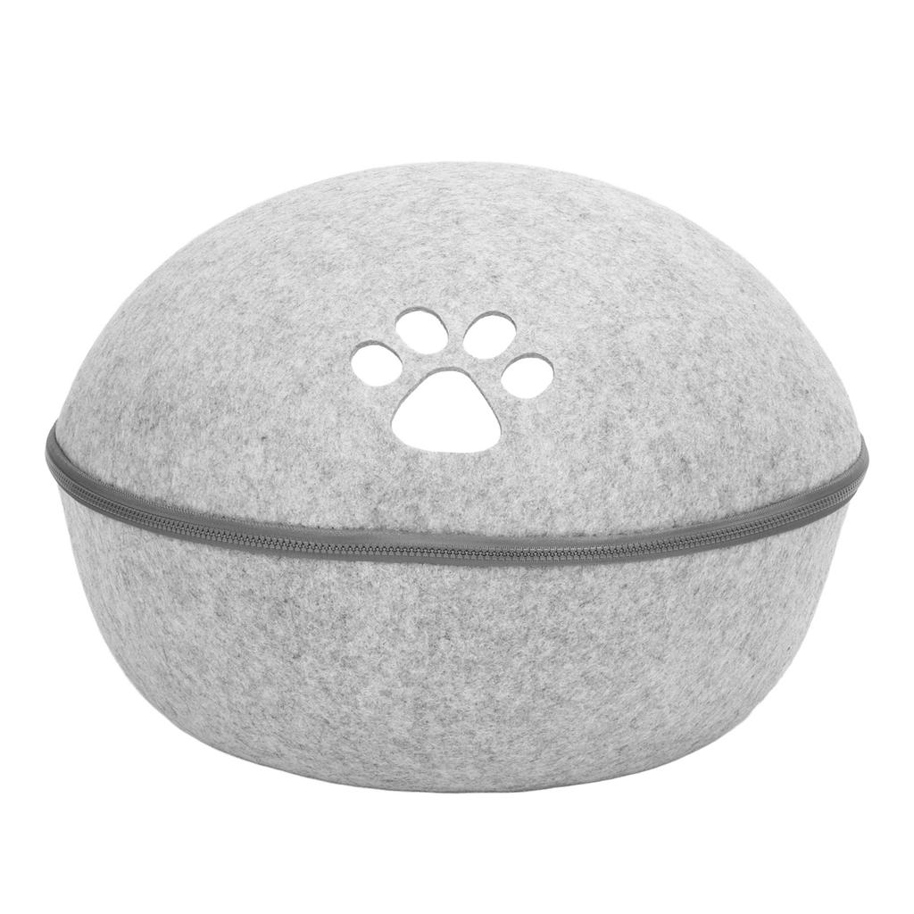 Cat Cave Bed Detachable Washable Semi Enclosed Felt Kitten Hideout Bed with Cushion for All Seasons