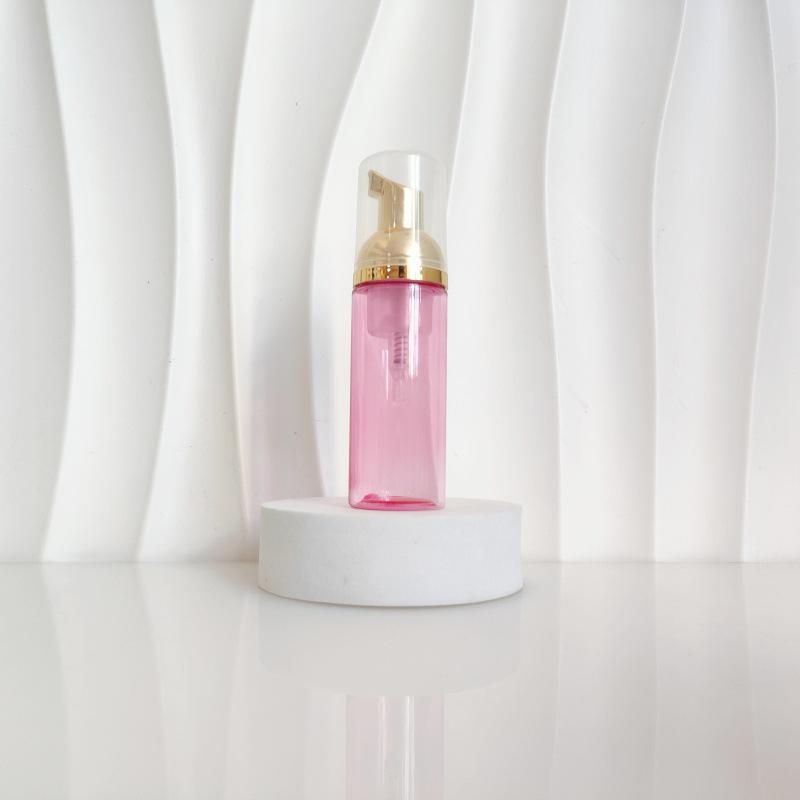 60ml Red Translucent Mousse Dispenser: Cosmetic Brush Foam Bottle for Face Wash and Travel Use