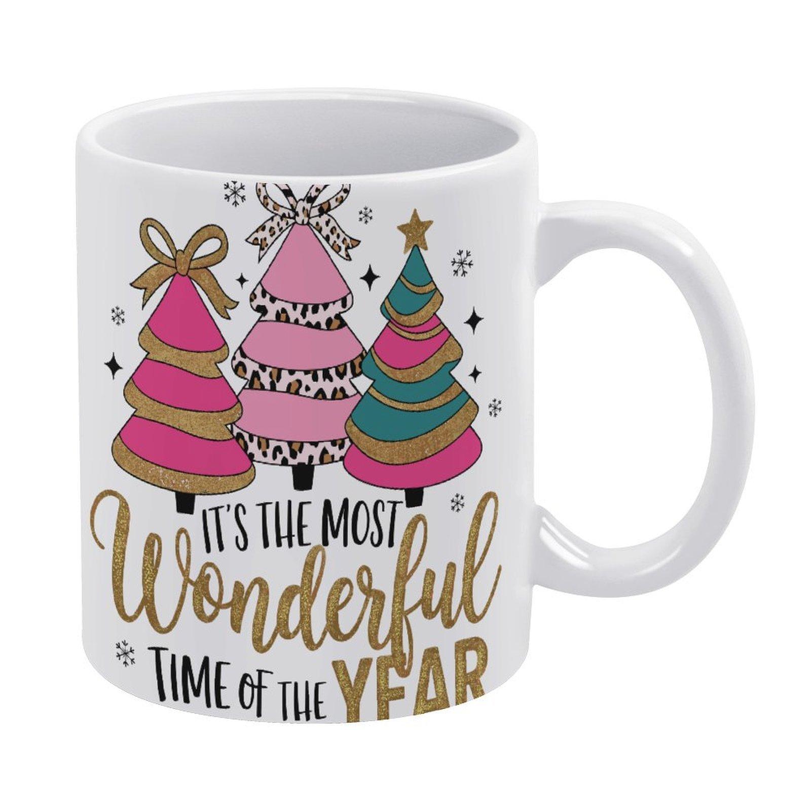 

11oz White Glossy Coffee Mug with Printed Design on Both Sides, Durable Ceramic Construction for Daily Hot Drinks and Office Moments