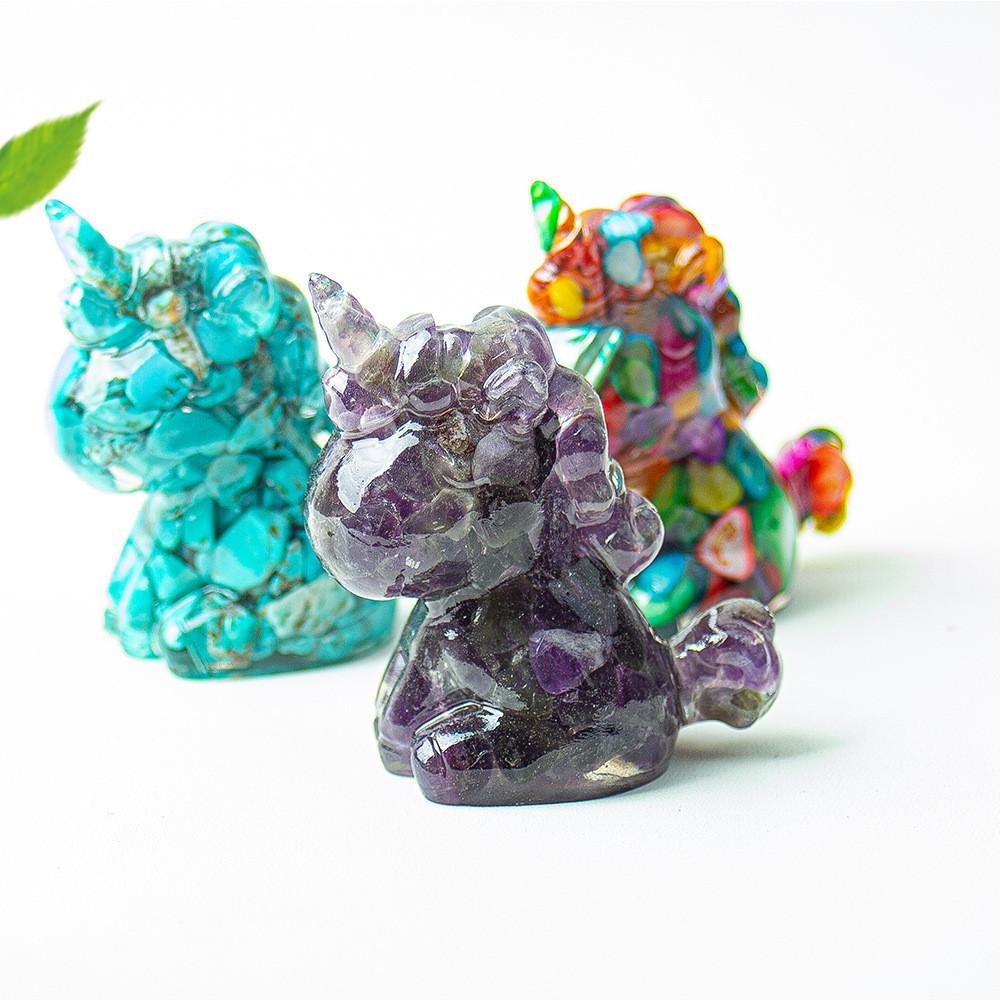 Unicorn Resin Figurine With Handcrafted Crystal Texture For Home Decor And Giftgiving