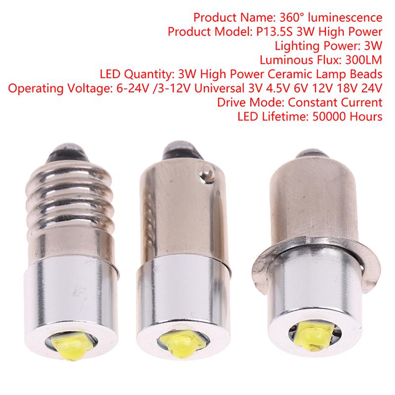 Bombillas LED de alta potencia P13.5S E10 Ba9S para linternas, 1 SMD, accesorios para lámparas