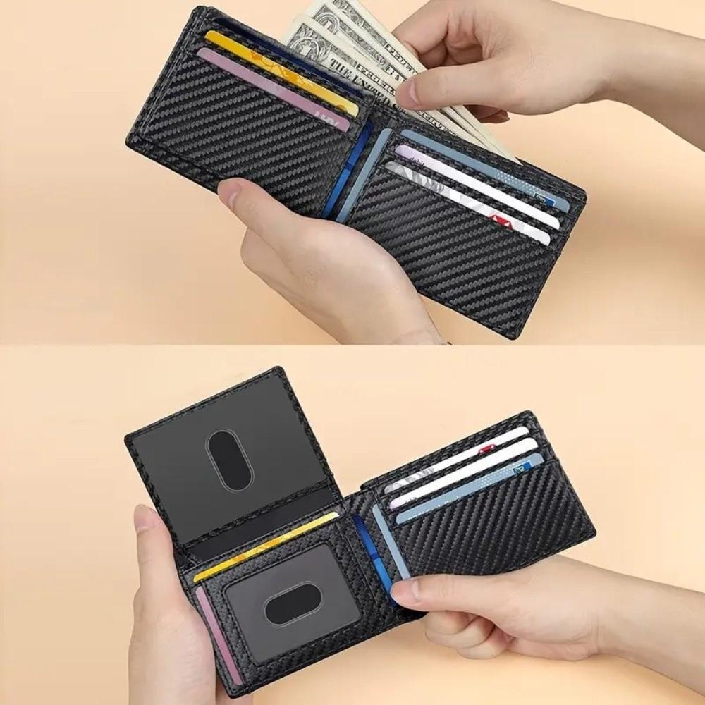 New Carbon Fiber Multi-Card Men Wallet 14 Cards RFID RFID Blocking Wallet Slim Large Capacity Leather Wallet Daily Use
