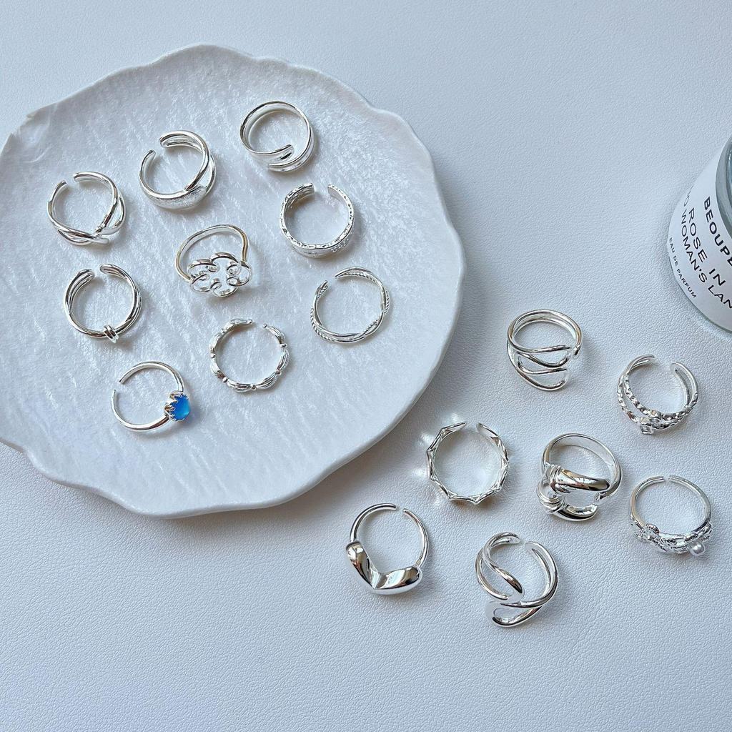 Koreanischer 925 Sterlingsilber Geometrischer Ring: Nicht verblassend, vielseitig, verstellbar, glänzendes Finish für Frauen.