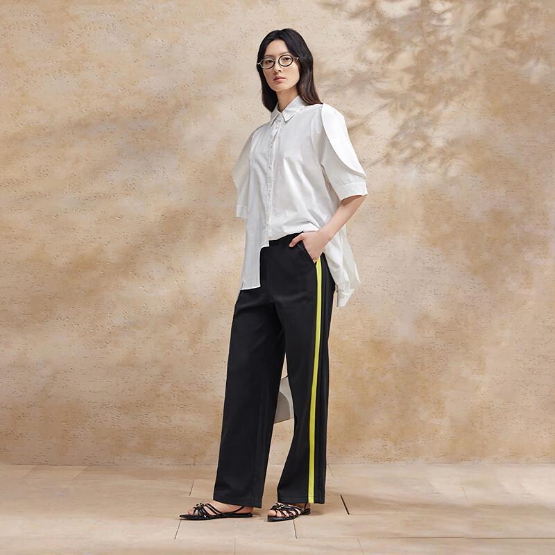 Women's Color-Block Wide-Leg Straight Pants