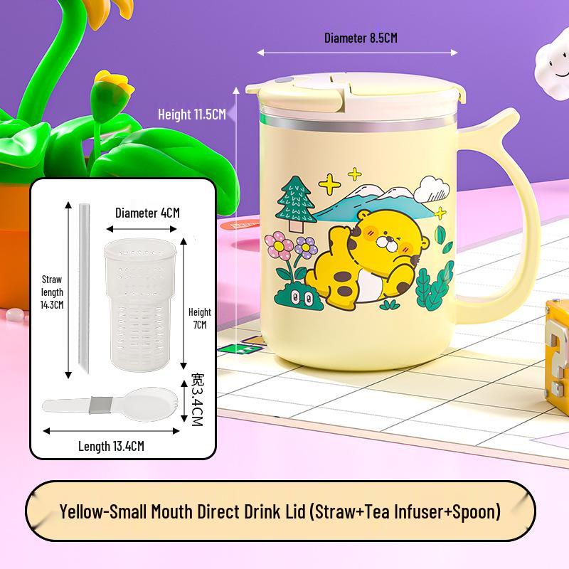 Beerus Double-Layer Insulated Mug with Lid and Tea Infuser - Leak and Dust Proof Office Cup