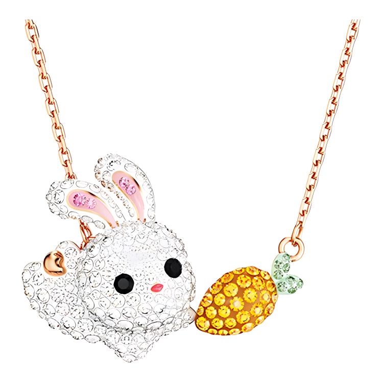 Swarovski Chinese Zodiac Red Rabbit Carrot Pendant Necklace Women necklace Multicolor 5647971 Box (Random Color)