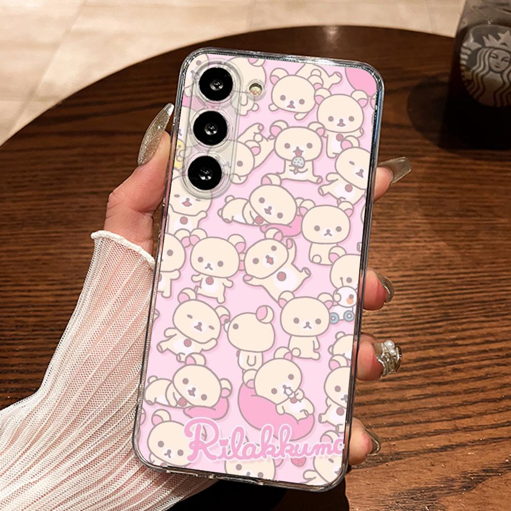 Cute R-Rilakkumas Bear Phone Case Silicone For Samsung S30,23,21,22,20 FE lite,S10,9,PIus Note20ultra Soft Transparent