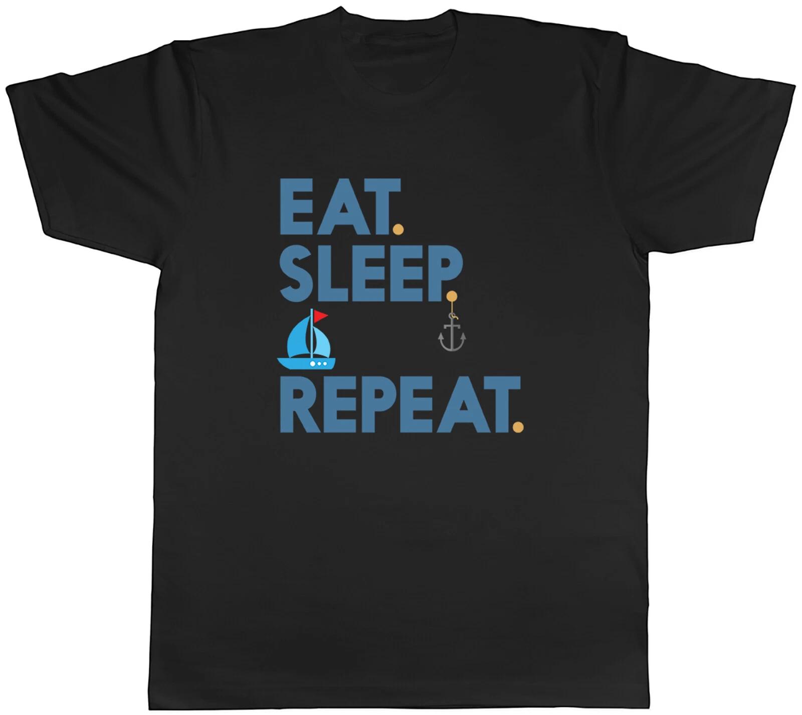 Boats Mens T-Shirt Eat Sleep Boats Repeat Unisex Tee Gift XS
