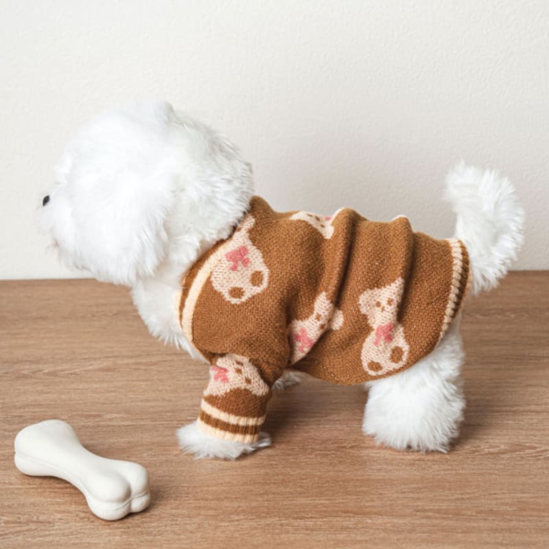 [Pet] Bear Knit Cardigan L
