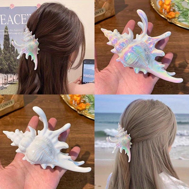 2Pcs Fashionable Conch Hair Clip -Hairstyle Secure Hold for Travel, Beach, Commuting & Daily Use - Perfect Gift for Women, Beach Accessories